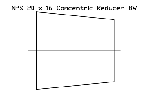NPS 20 x 16 Concentric Reducer BW sembolünün önizlemesi, blok FIT_B169_REDC_20X16