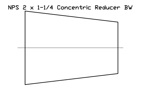 NPS 2 x 1-1/4 Concentric Reducer BW sembolünün önizlemesi, blok FIT_B169_REDC_2X1.25