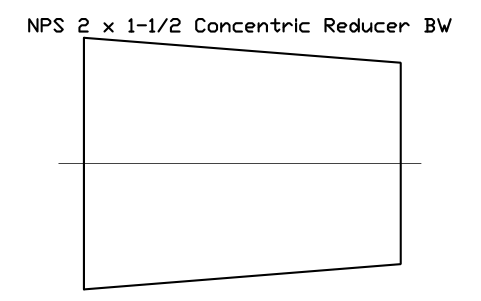 NPS 2 x 1-1/2 Concentric Reducer BW sembolünün önizlemesi, blok FIT_B169_REDC_2X1.5