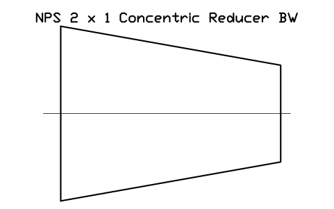 NPS 2 x 1 Concentric Reducer BW sembolünün önizlemesi, blok FIT_B169_REDC_2X1