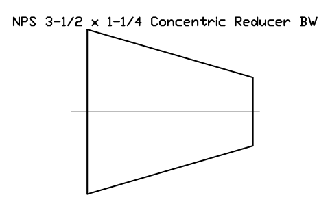 NPS 3-1/2 x 1-1/4 Concentric Reducer BW sembolünün önizlemesi, blok FIT_B169_REDC_3.5X1.25