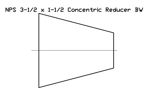 NPS 3-1/2 x 1-1/2 Concentric Reducer BW sembolünün önizlemesi, blok FIT_B169_REDC_3.5X1.5