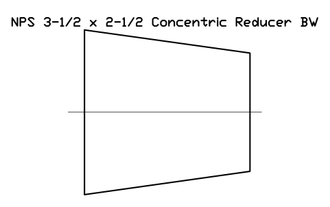 NPS 3-1/2 x 2-1/2 Concentric Reducer BW sembolünün önizlemesi, blok FIT_B169_REDC_3.5X2.5