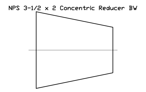 NPS 3-1/2 x 2 Concentric Reducer BW sembolünün önizlemesi, blok FIT_B169_REDC_3.5X2