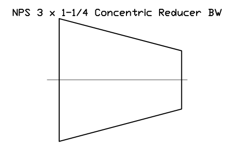 NPS 3 x 1-1/4 Concentric Reducer BW sembolünün önizlemesi, blok FIT_B169_REDC_3X1.25