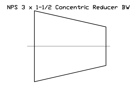 NPS 3 x 1-1/2 Concentric Reducer BW sembolünün önizlemesi, blok FIT_B169_REDC_3X1.5