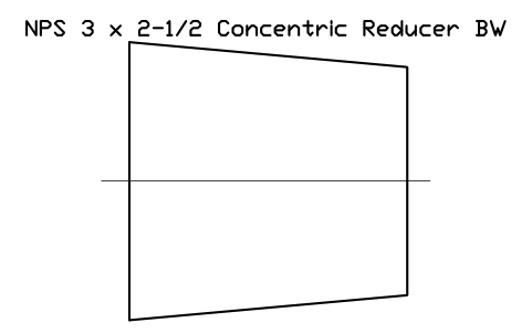 NPS 3 x 2-1/2 Concentric Reducer BW sembolünün önizlemesi, blok FIT_B169_REDC_3X2.5