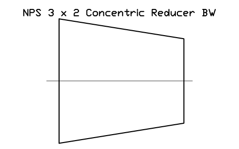 NPS 3 x 2 Concentric Reducer BW sembolünün önizlemesi, blok FIT_B169_REDC_3X2