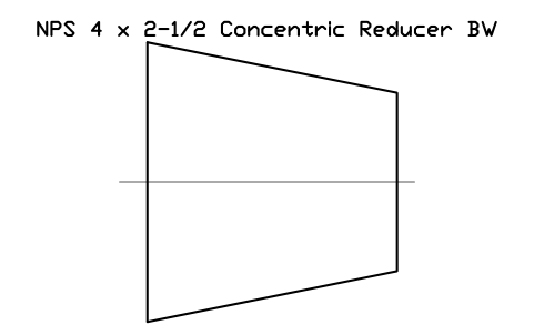 NPS 4 x 2-1/2 Concentric Reducer BW sembolünün önizlemesi, blok FIT_B169_REDC_4X2.5