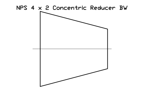 NPS 4 x 2 Concentric Reducer BW sembolünün önizlemesi, blok FIT_B169_REDC_4X2