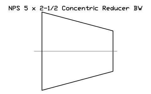 NPS 5 x 2-1/2 Concentric Reducer BW sembolünün önizlemesi, blok FIT_B169_REDC_5X2.5