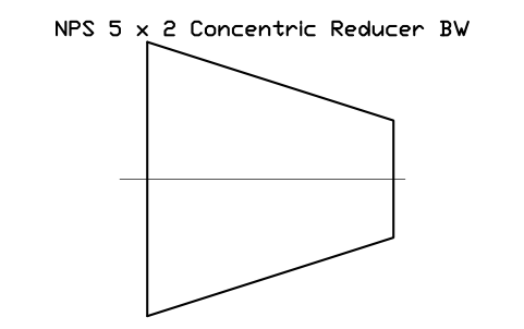 NPS 5 x 2 Concentric Reducer BW sembolünün önizlemesi, blok FIT_B169_REDC_5X2