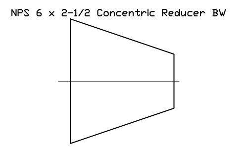 NPS 6 x 2-1/2 Concentric Reducer BW sembolünün önizlemesi, blok FIT_B169_REDC_6X2.5