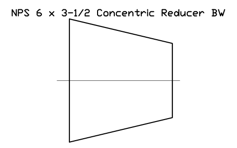 NPS 6 x 3-1/2 Concentric Reducer BW sembolünün önizlemesi, blok FIT_B169_REDC_6X3.5