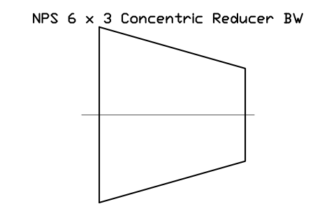 NPS 6 x 3 Concentric Reducer BW sembolünün önizlemesi, blok FIT_B169_REDC_6X3