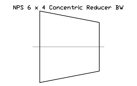 NPS 6 x 4 Concentric Reducer BW sembolünün önizlemesi, blok FIT_B169_REDC_6X4