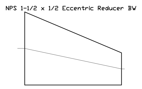 NPS 1-1/2 x 1/2 Eccentric Reducer BW sembolünün önizlemesi, blok FIT_B169_REDE_1.5X0.5