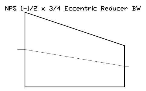 NPS 1-1/2 x 3/4 Eccentric Reducer BW sembolünün önizlemesi, blok FIT_B169_REDE_1.5X0.75