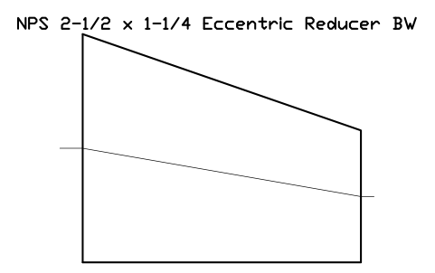 NPS 2-1/2 x 1-1/4 Eccentric Reducer BW sembolünün önizlemesi, blok FIT_B169_REDE_2.5X1.25