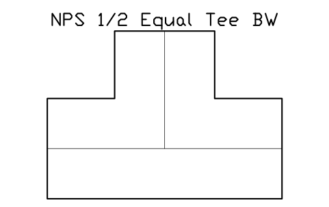 NPS 1/2 Equal Tee BW sembolünün önizlemesi, blok FIT_B169_TEE_0.5