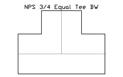 NPS 3/4 Equal Tee BW sembolünün önizlemesi, blok FIT_B169_TEE_0.75