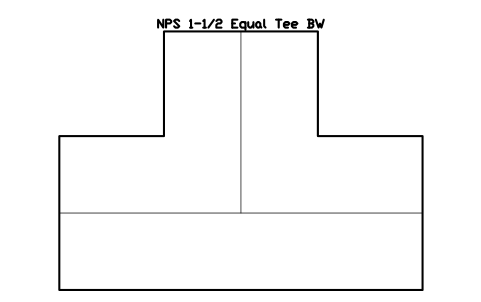 NPS 1-1/2 Equal Tee BW sembolünün önizlemesi, blok FIT_B169_TEE_1.5