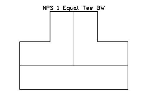 NPS 1 Equal Tee BW sembolünün önizlemesi, blok FIT_B169_TEE_1