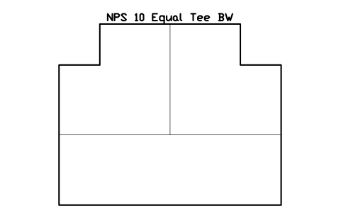 NPS 10 Equal Tee BW sembolünün önizlemesi, blok FIT_B169_TEE_10