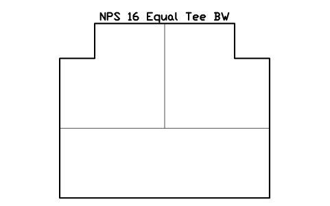NPS 16 Equal Tee BW sembolünün önizlemesi, blok FIT_B169_TEE_16