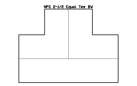 NPS 2-1/2 Equal Tee BW sembolünün önizlemesi, blok FIT_B169_TEE_2.5
