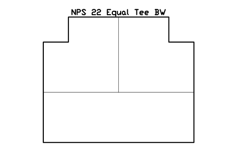 NPS 22 Equal Tee BW sembolünün önizlemesi, blok FIT_B169_TEE_22