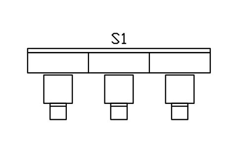 Vorschau des Symbols Wandbank 4500 mit 3 Tischen, Block BAR_BANQUETTE_4500