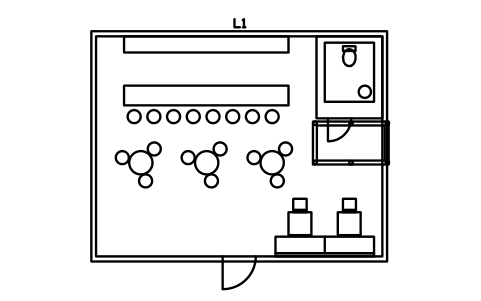Vorschau des Symbols Pub-Grundriss 9000 x 7000, Block BAR_LAYOUT_PUB_9X7