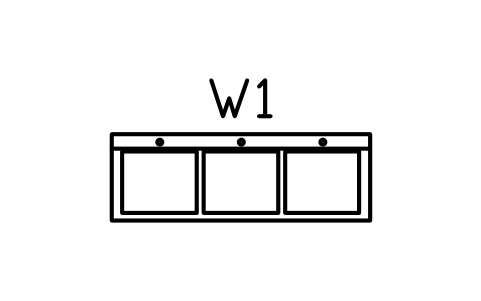 Vorschau des Symbols Barspüle, 3 Becken 1800 x 600, Block BAR_SINK_3BAY