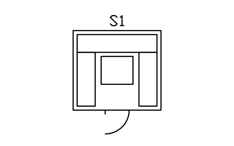 Vorschau des Symbols Snug-Nische 2200 x 2000 mit Tür, Block BAR_SNUG