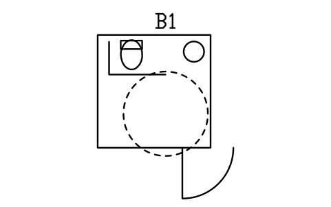 Vorschau des Symbols Barrierefreies WC 2000 x 2000 mit Wendekreis, Block BAR_WC_ACC