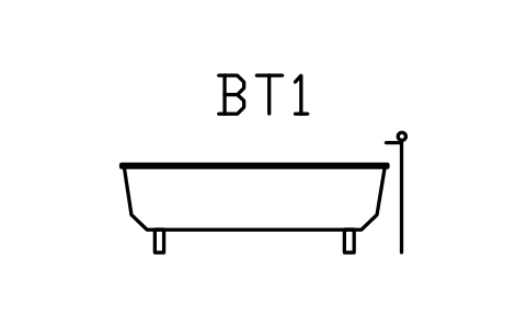 Bathtub, freestanding, front view sembolünün önizlemesi, blok ARCH_ELEV_BATH_FREE