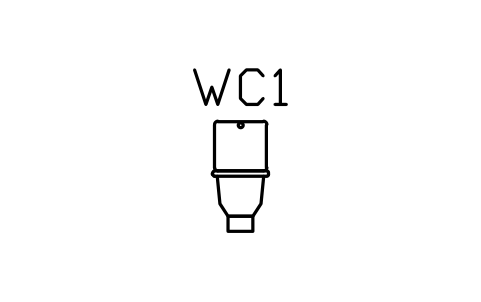 WC, floor-mounted, front view sembolünün önizlemesi, blok ARCH_ELEV_WC_FRONT