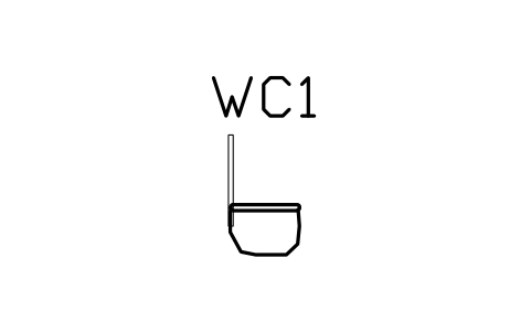 WC, wall-hung, side view sembolünün önizlemesi, blok ARCH_ELEV_WC_HUNG_SIDE