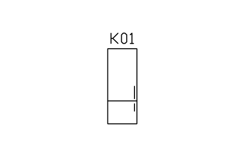 Refrigerator, two doors 700 x 1800 sembolünün önizlemesi, blok ARCH_KITEL_FRIDGE2