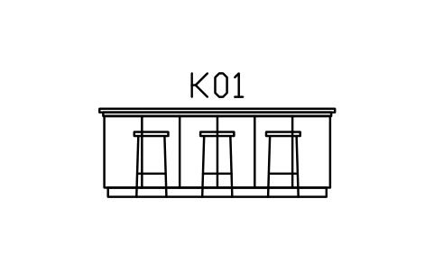 Kitchen island with stools, front sembolünün önizlemesi, blok ARCH_KITEL_ISLAND
