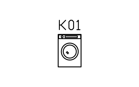 Washing machine, front view sembolünün önizlemesi, blok ARCH_KITEL_WASHER