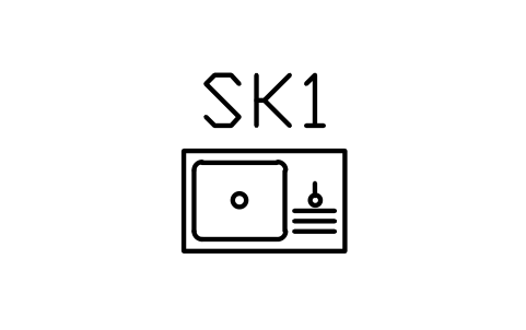 Kitchen sink, single bowl sembolünün önizlemesi, blok ARCH_SINK_SINGLE