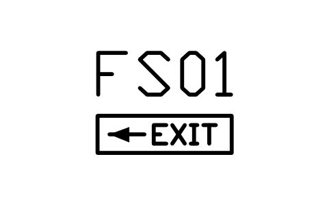 Exit sign, arrow left sembolünün önizlemesi, blok BEP_EXIT_SIGN_LEFT