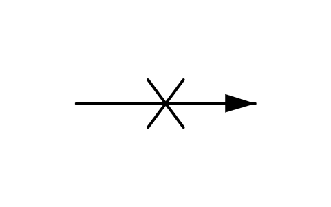 Preview of the No reaction arrow symbol, block CHM_A_NORXN