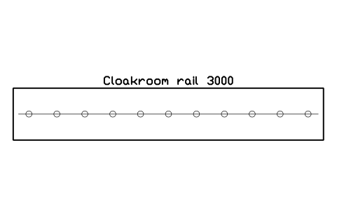 Preview of the Cloakroom rail 3000 symbol, block CIN_COAT_RAIL