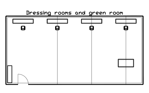Preview of the Dressing rooms and green room symbol, block CIN_ROOM_BACKSTAGE