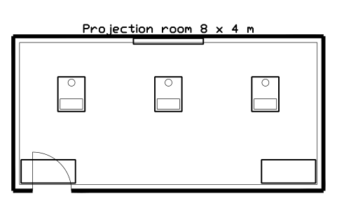 Preview of the Projection room 8 x 4 m symbol, block CIN_ROOM_BOOTH