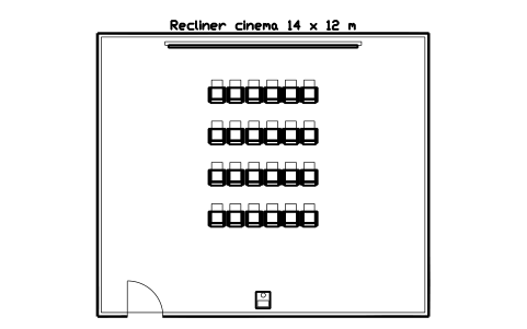 Preview of the Recliner cinema 14 x 12 m symbol, block CIN_ROOM_RECLINER