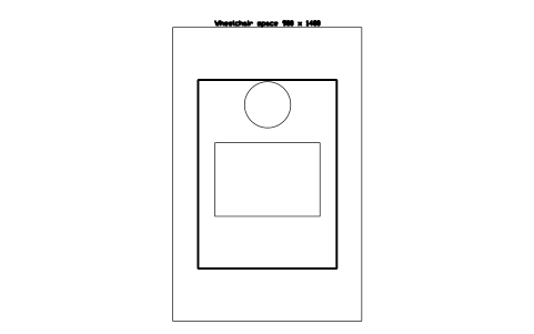 Preview of the Wheelchair space 900 x 1400 symbol, block CIN_SEAT_WHEELCHAIR